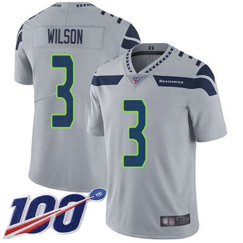 Seattle Seahawks Limited Grey Men Russell Wilson Alternate Jersey NFL Football #3 100th Season Vapor Untouchable->seattle seahawks->NFL Jersey